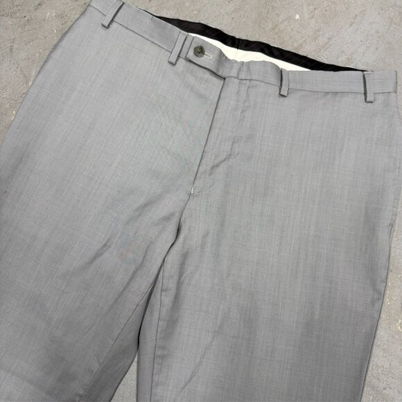 Mens Light Grey Dress Pants Wool Trousers 34x30 - Picture 2 of 8